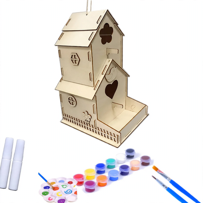 DIY Wooden Birdhouse for Painting and Designing