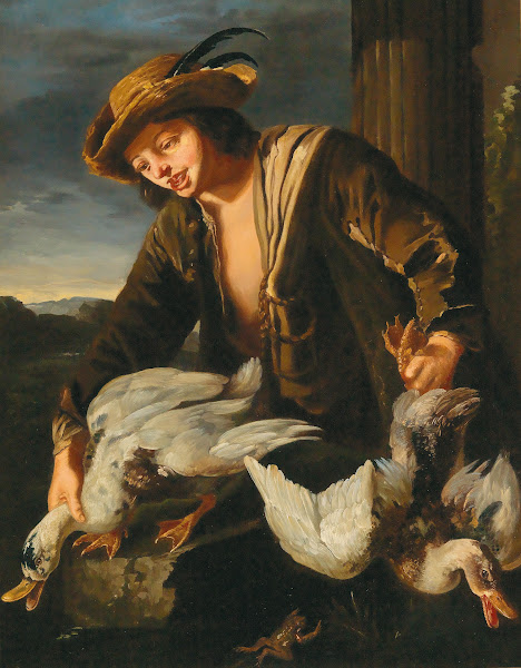 A Boy Holding Two Ducks 18th Century