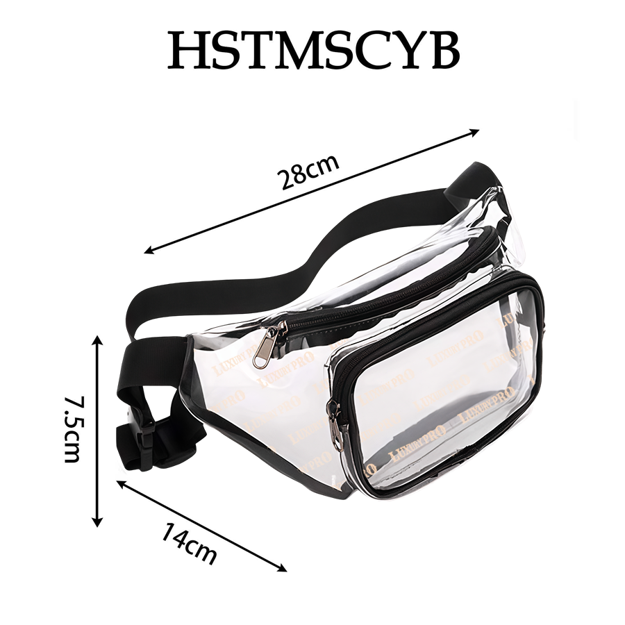 Black Transparent Double Layer Waist Bag