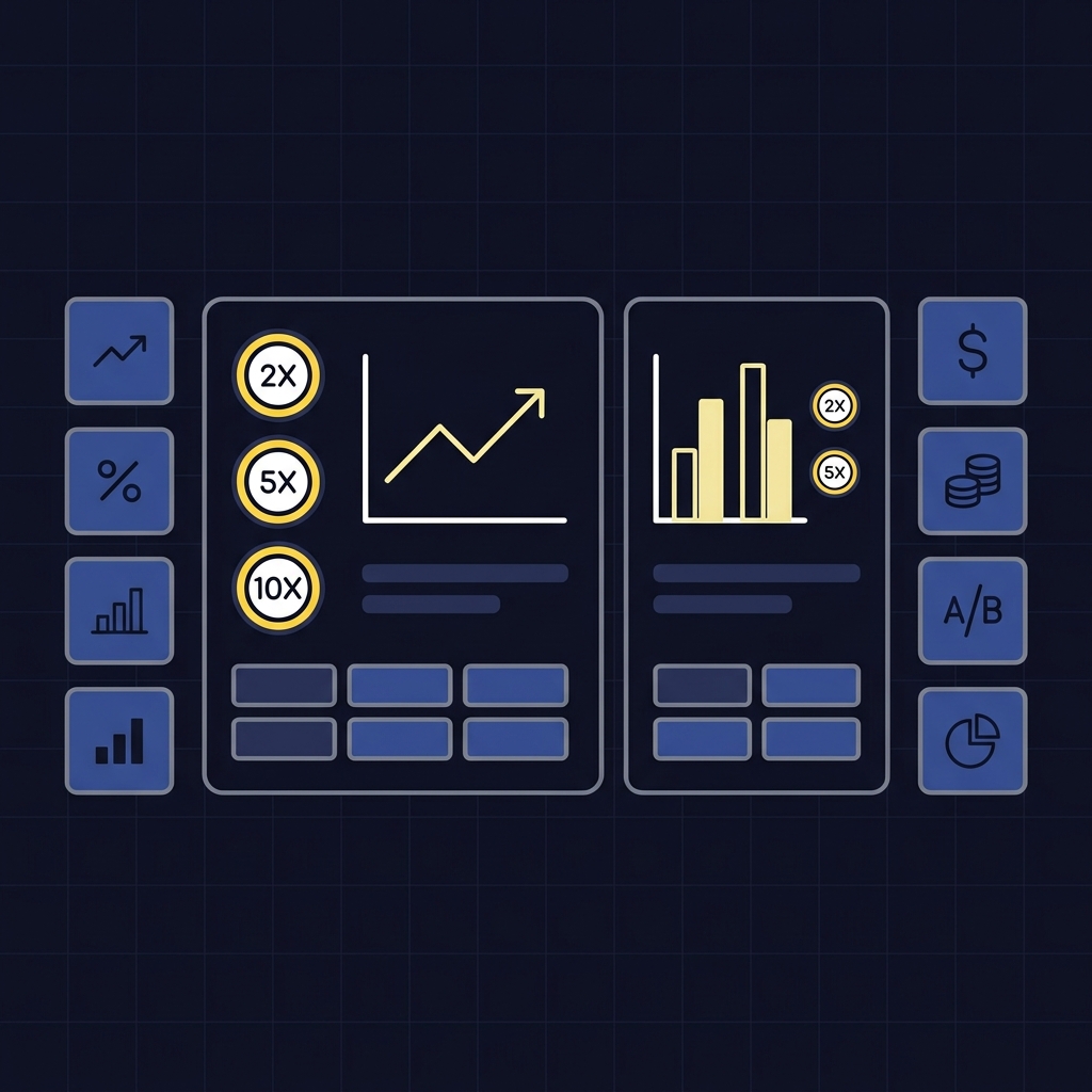 Minimal 2D vector model dashboard mockup showing variance multipliers and live market price comparison in Funded Plays colors Why Freshman-Heavy Teams Are Hard to Price