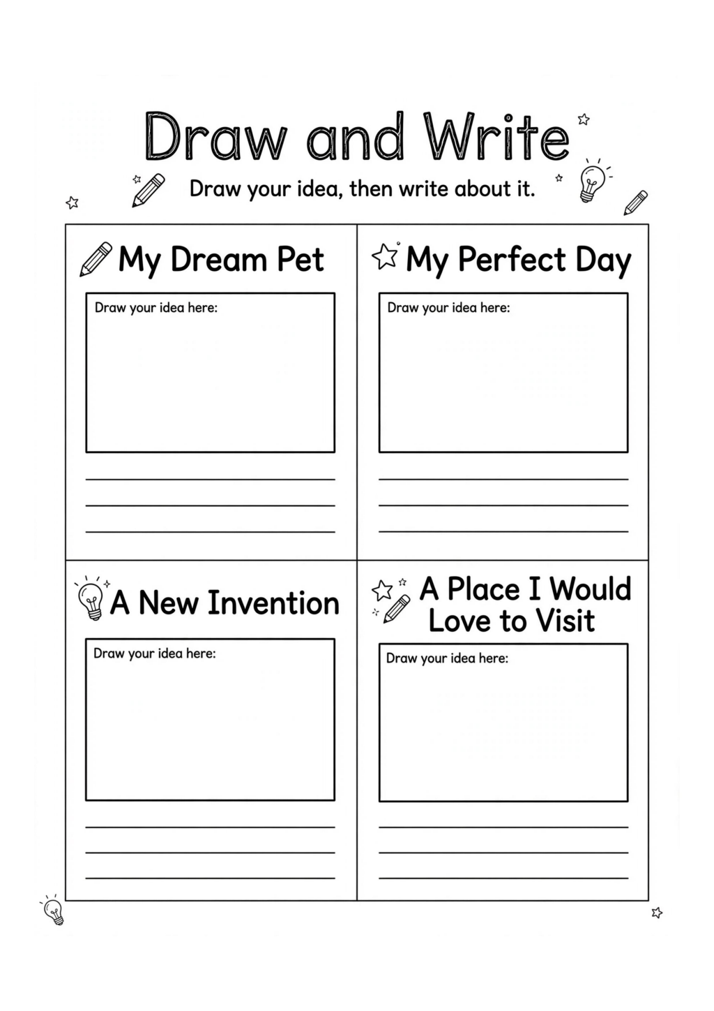 Draw and Write Prompts Worksheet