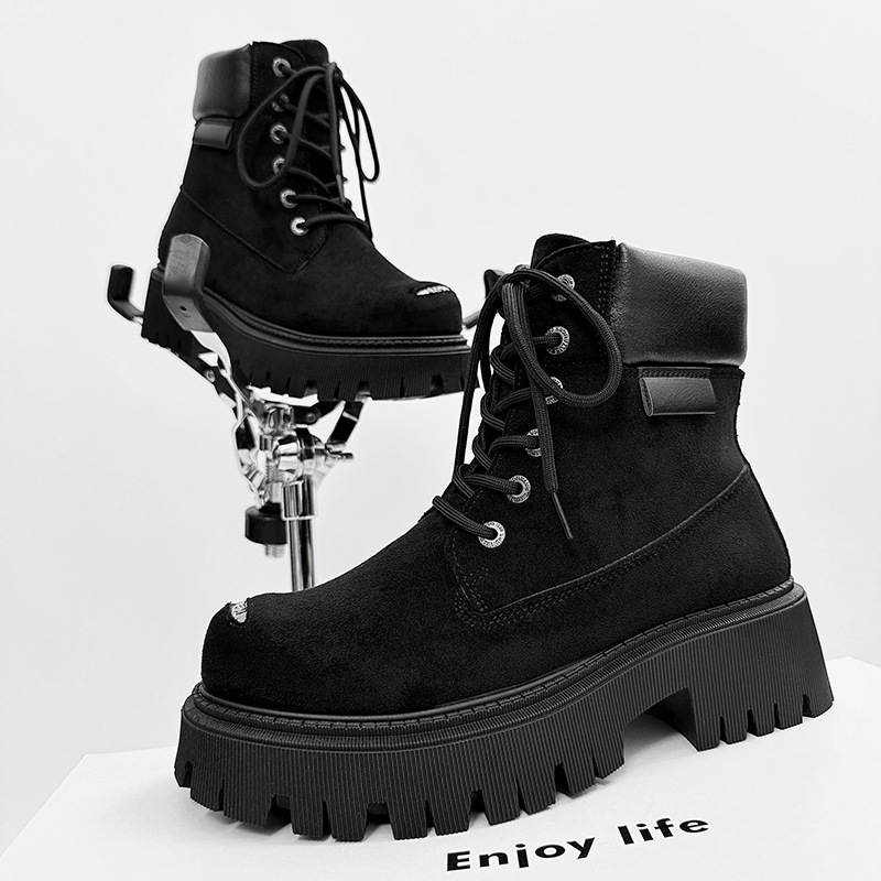 Men's boots, high form, suede look