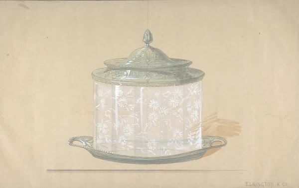 Design for a Glass Box with a Silver Base and Cover 182065