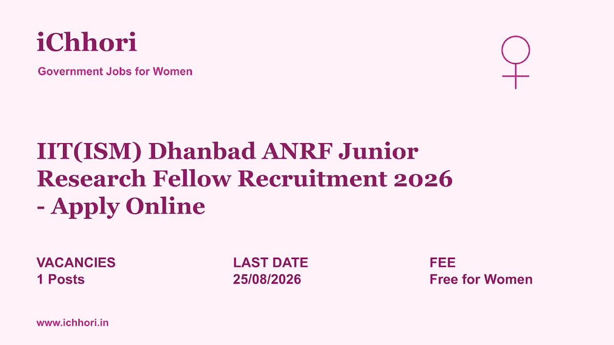 IIT(ISM) Dhanbad ANRF Junior Research Fellow Recruitment 2026 - Apply Online - iChhori