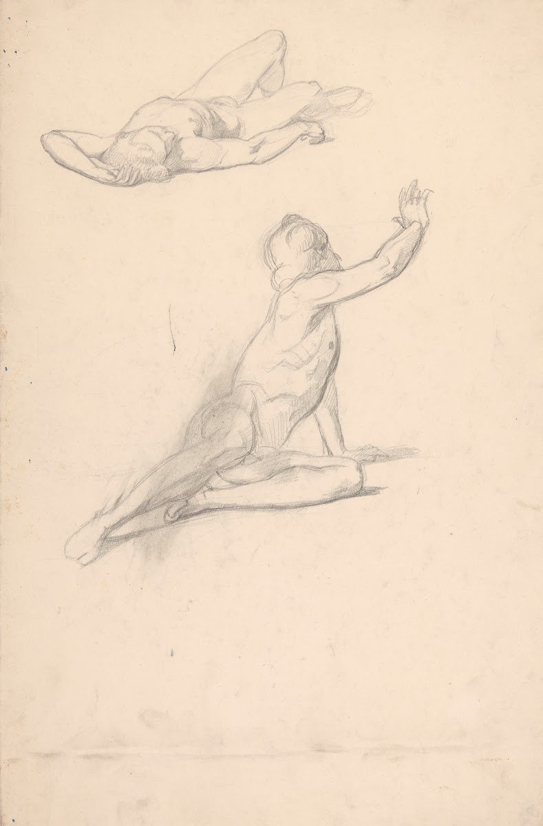 Sketches of two nude males 1842