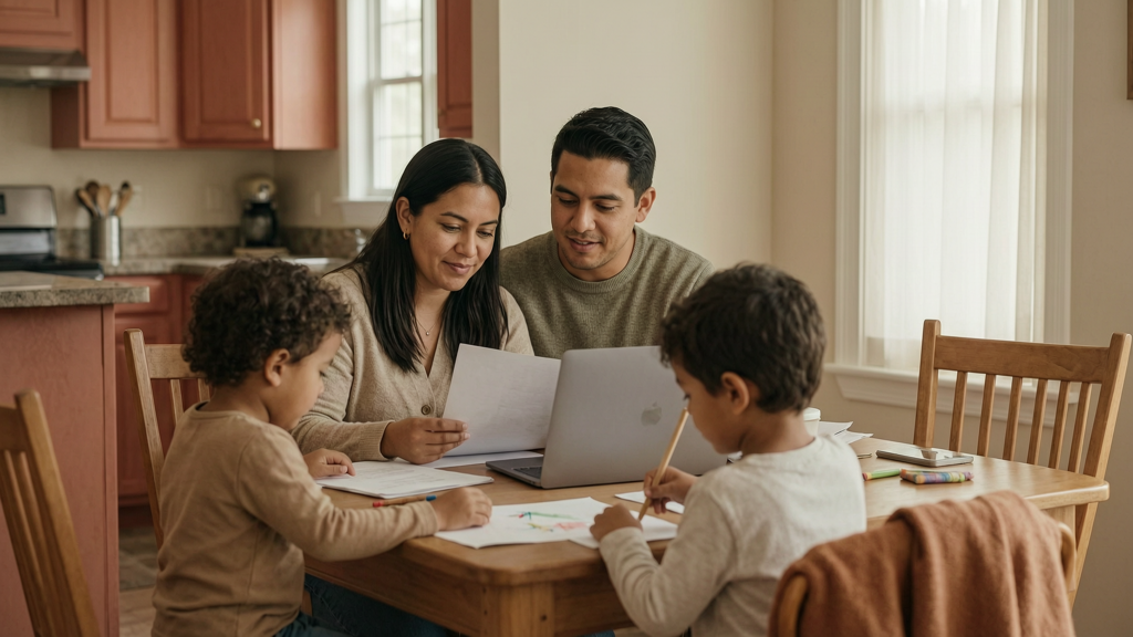 A Texas family reviewing their will together at home