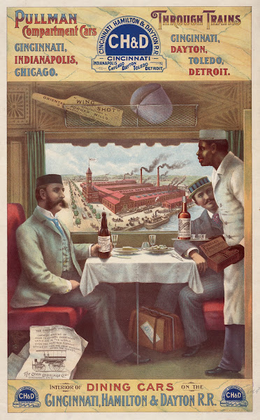 Pullman compartment cars through trains  interior of dining cars on the Cincinna