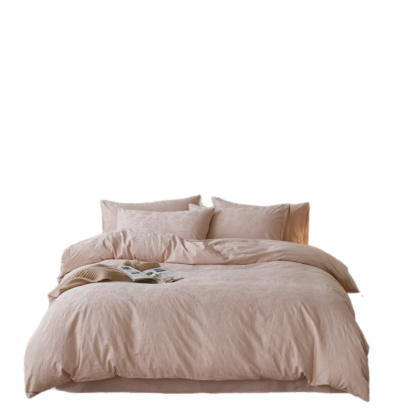 Baumwoll-Bettwäsche-Set, 4-teilig, Jacquard-Damast