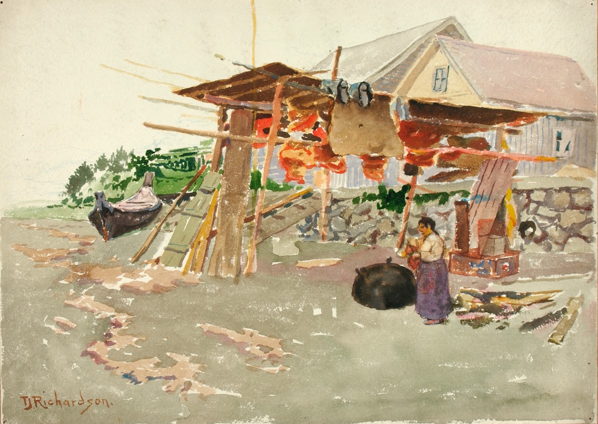Salmon Drying Indian Village Alaska ca 1880 1914