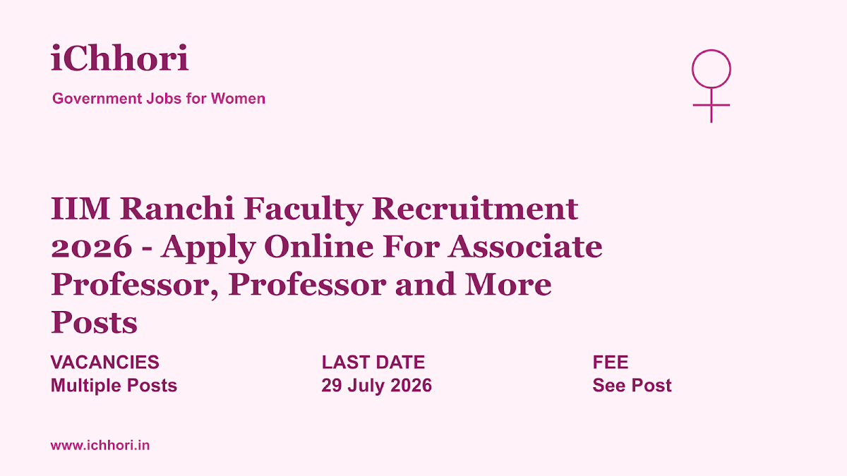 IIM Ranchi Faculty Recruitment 2026 - Apply Online For Associate Professor, Professor and More Posts - iChhori