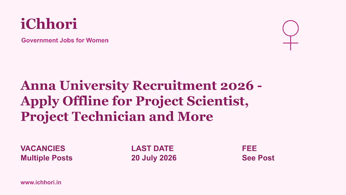 Anna University Recruitment 2026 - Apply Offline for Project Scientist, Project Technician and More - iChhori
