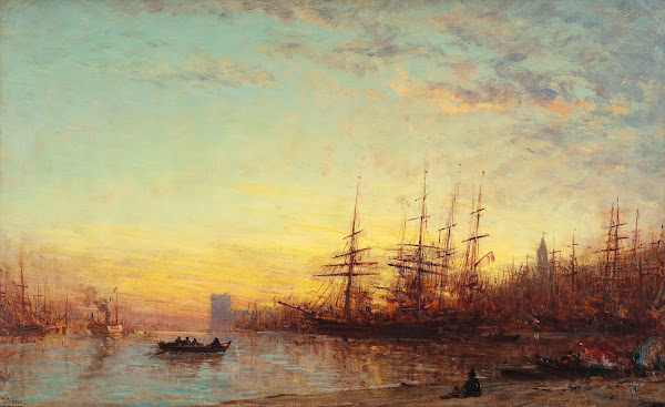 Le port de Marseille au coucher du soleil 1890 1895