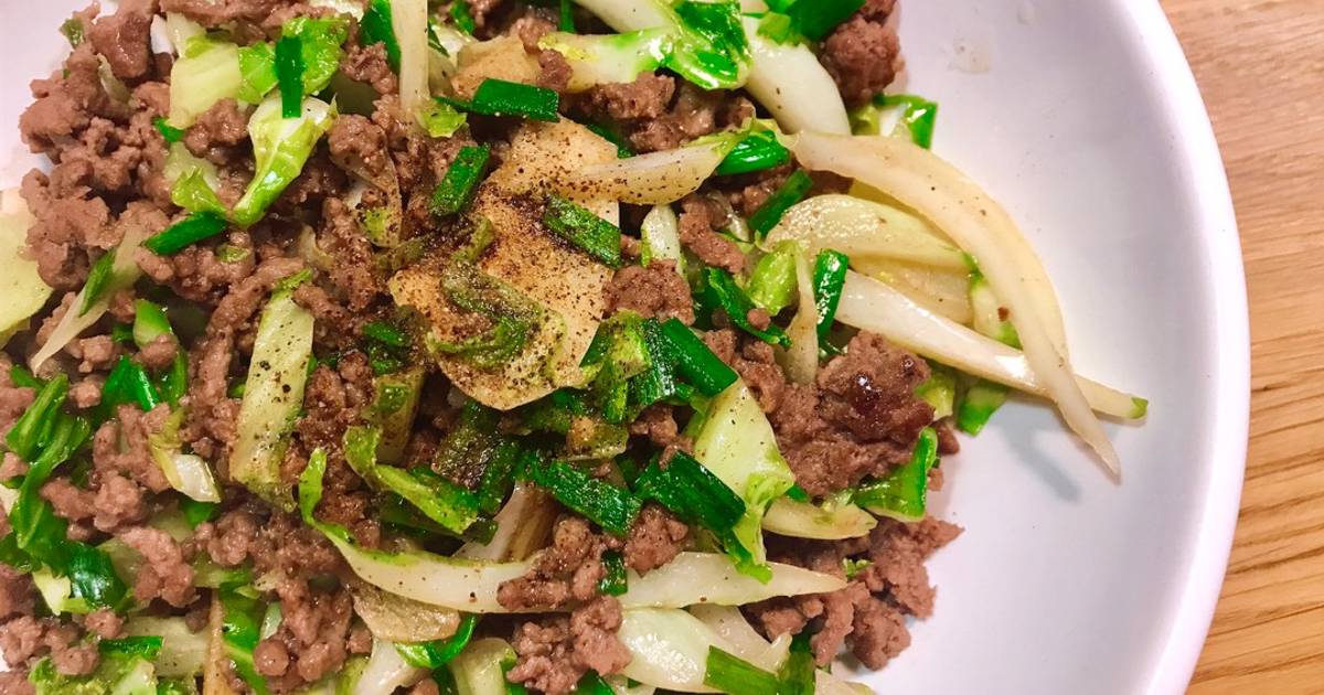 Lá Bông Cải Trắng (Súp Lơ) Xào Bò Bằm