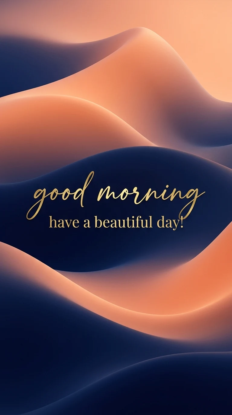 Aesthetic 'Good Morning' Typography on Abstract Soft Dune Background - Free 4K mobile Wallpaper