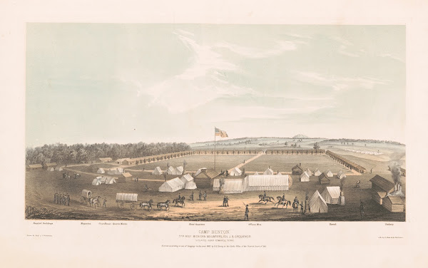 Camp Benton 7th Regt Michigan Volunteers Col JB Grosvenor situated near Edwards