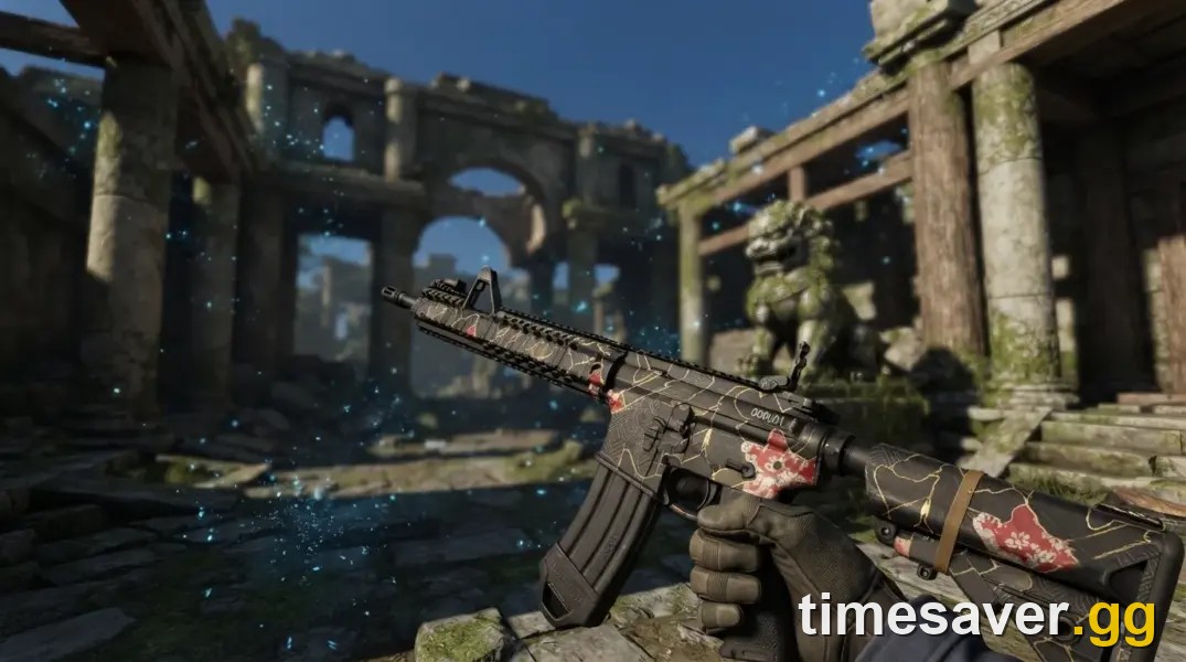 A Modern Warfare 4 weapon showing an equipped camo — the kind of skin the Gilded Pearl Camo Pack delivers