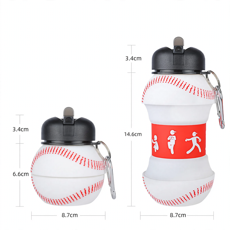 Foldable silicone water bottle with sports design 550 ml