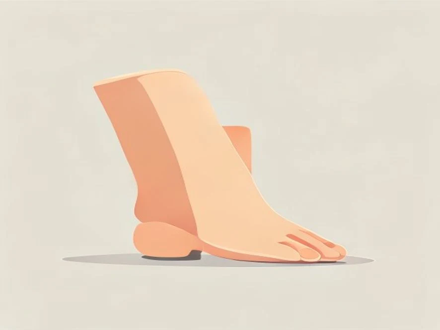 발바닥과 발뒤꿈치 부위의 통증을 빨간색으로 시각화하여 보여주는 발 모양의 심플한 일러스트