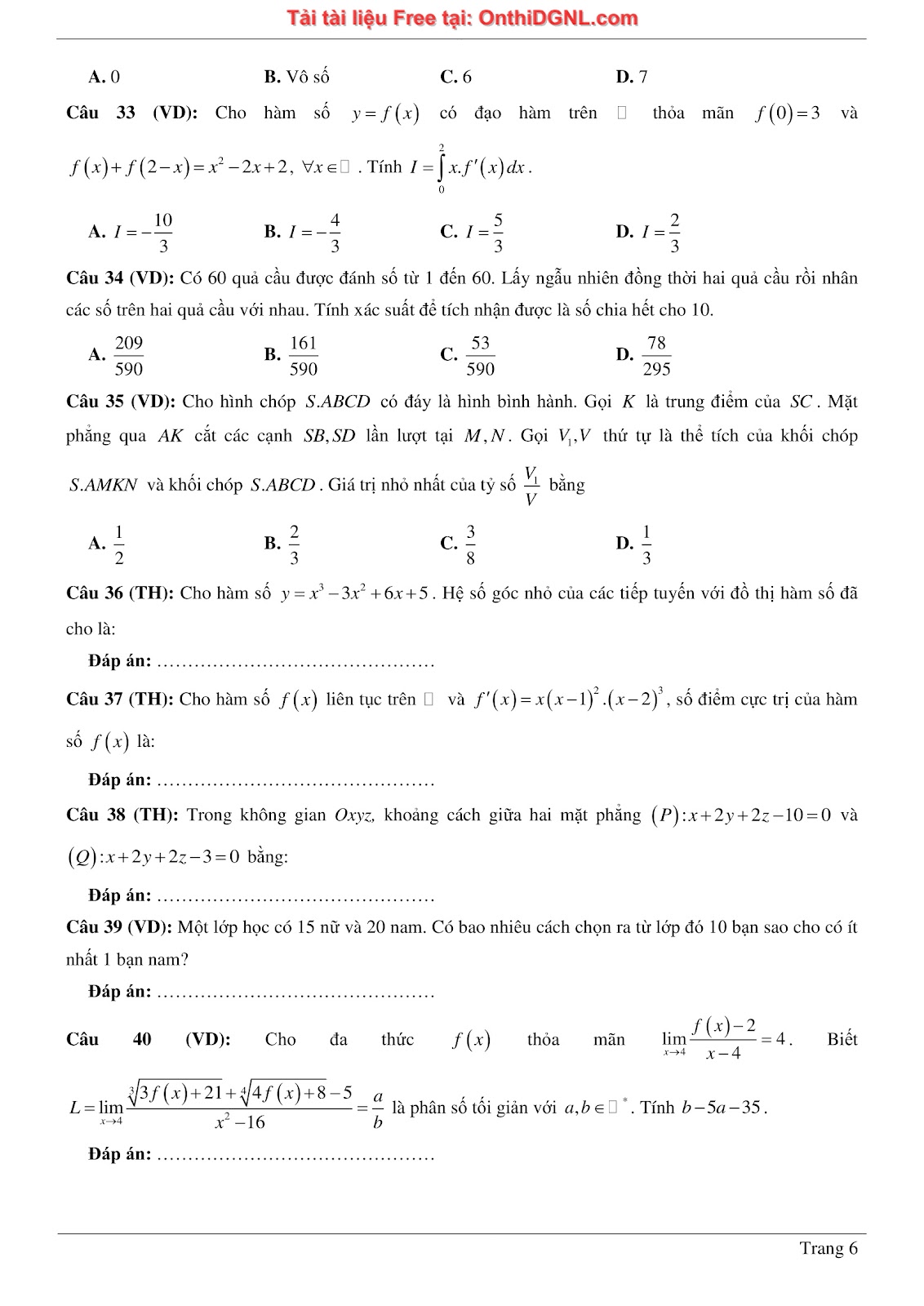 1300 bài tập môn Toán - Ôn thi ĐGNL ĐHQG Hà Nội Phần 13
