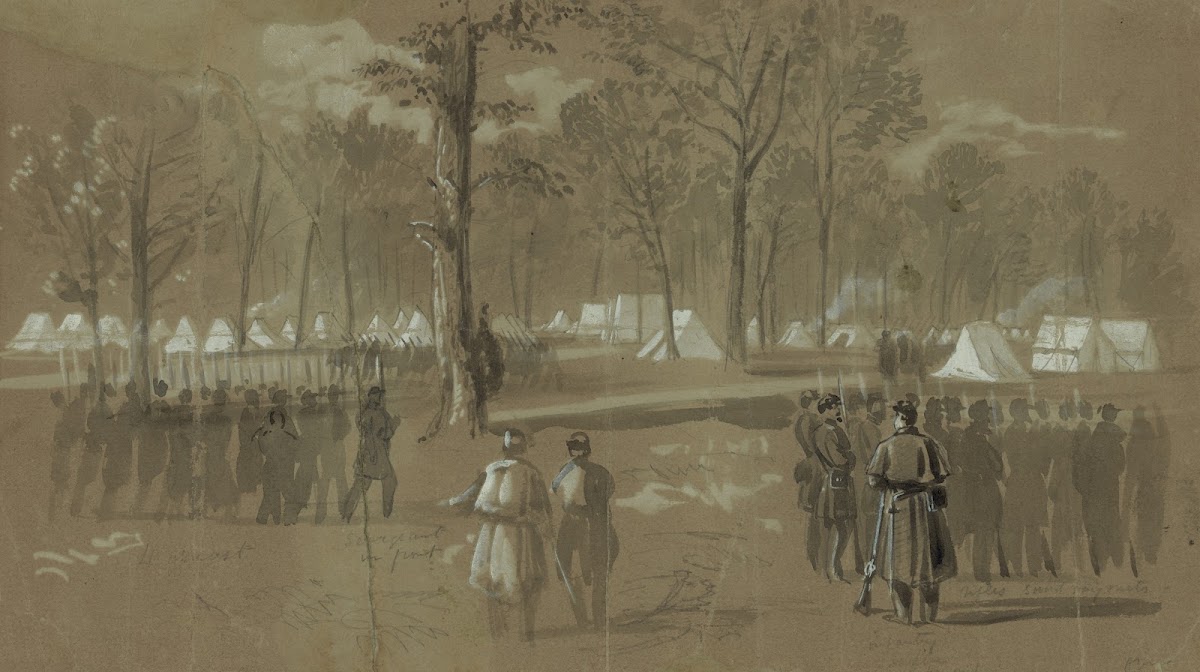 Camp of the second Connecticut regiment at Washington in a grove on the north si