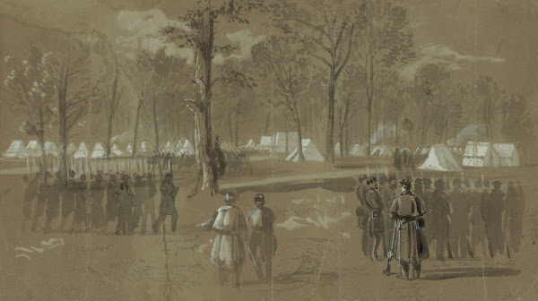 Camp of the second Connecticut regiment at Washington in a grove on the north si