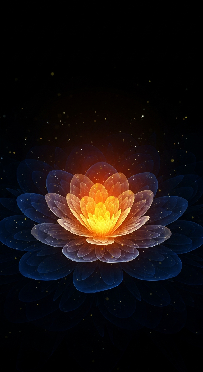 Abstract Macro of Glowing Orange and Blue Geometric Flower Petals - Free 4K mobile Wallpaper
