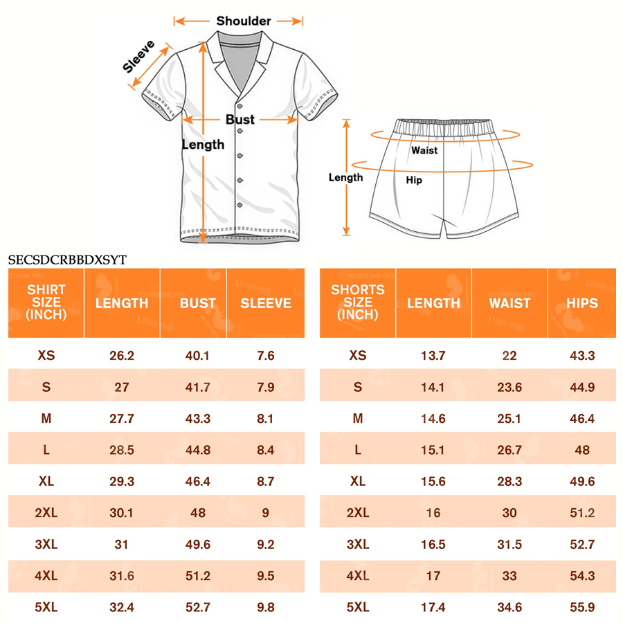AOP SEC Satin Adult Piping Trim Short Sleeve Pajama Set