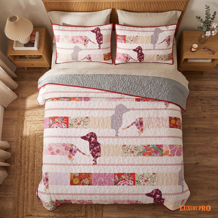 Free‑Motion Quilted Three‑Piece Set