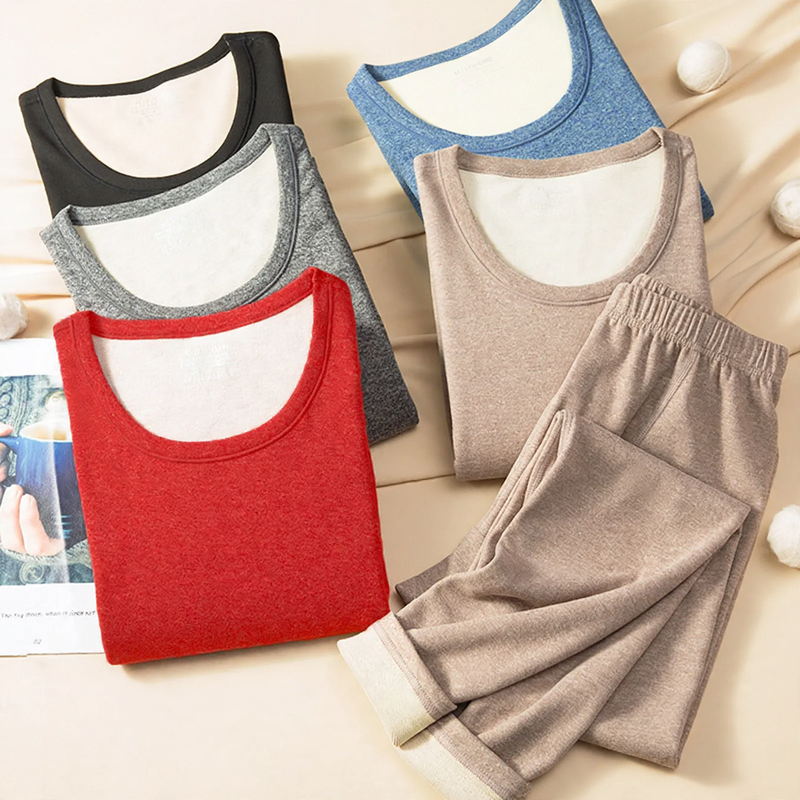 Insulated thermal underwear set, crew neck