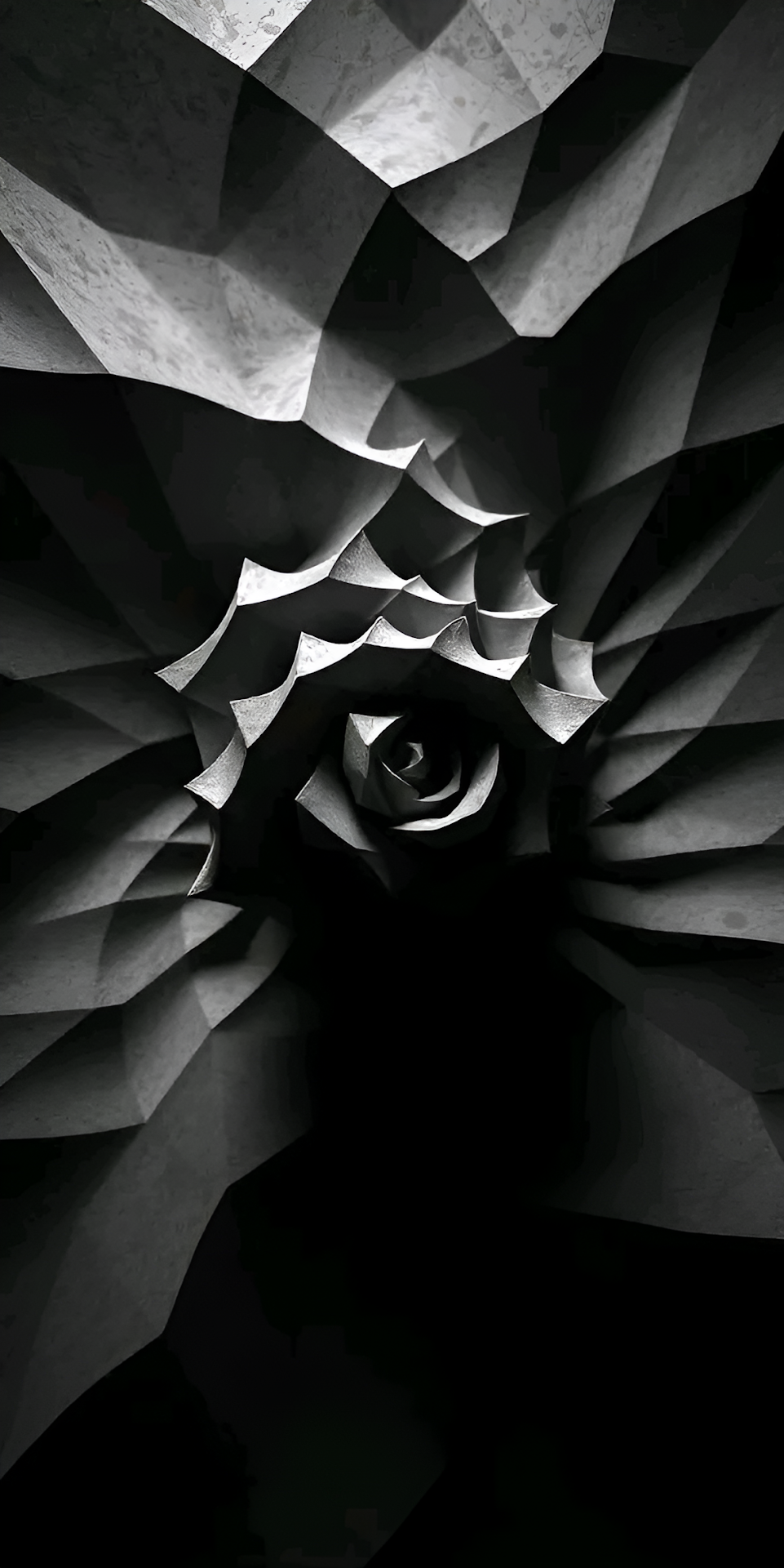 Dark Geometric Spiral Abstract Architecture Monochromatic - Free 4K mobile Wallpaper