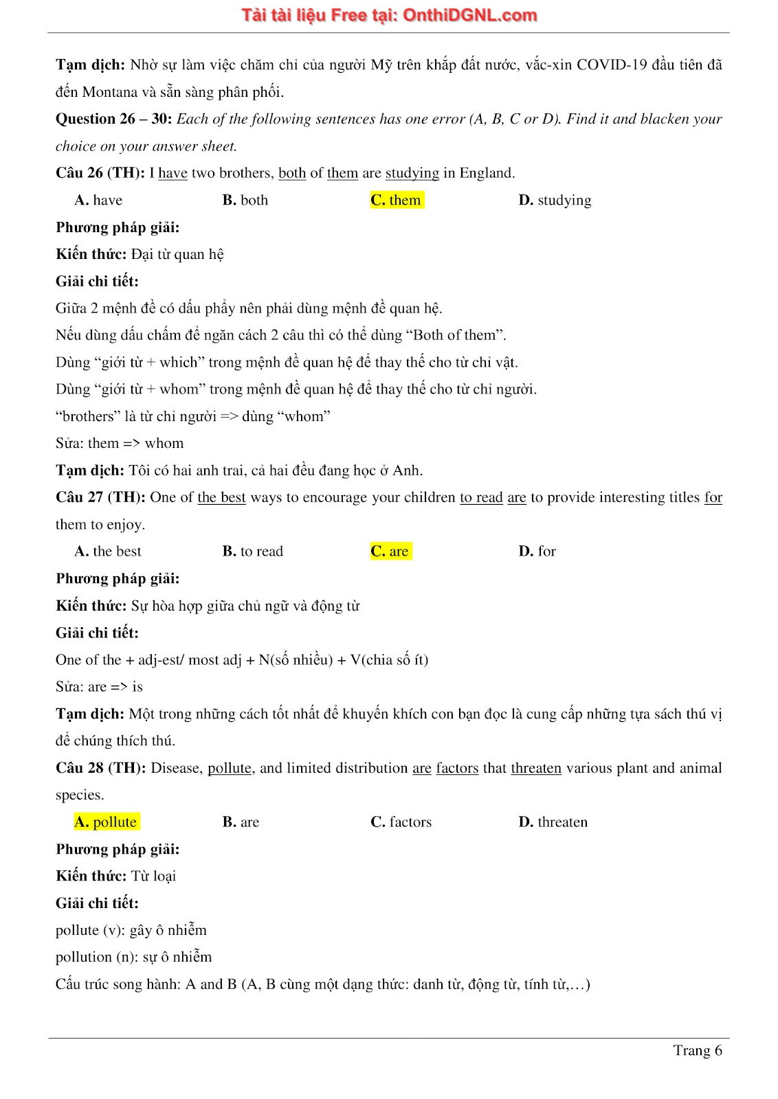 800 bài tập môn Tiếng Anh - Ôn thi ĐGNL ĐHQG TP HCM Phần 5