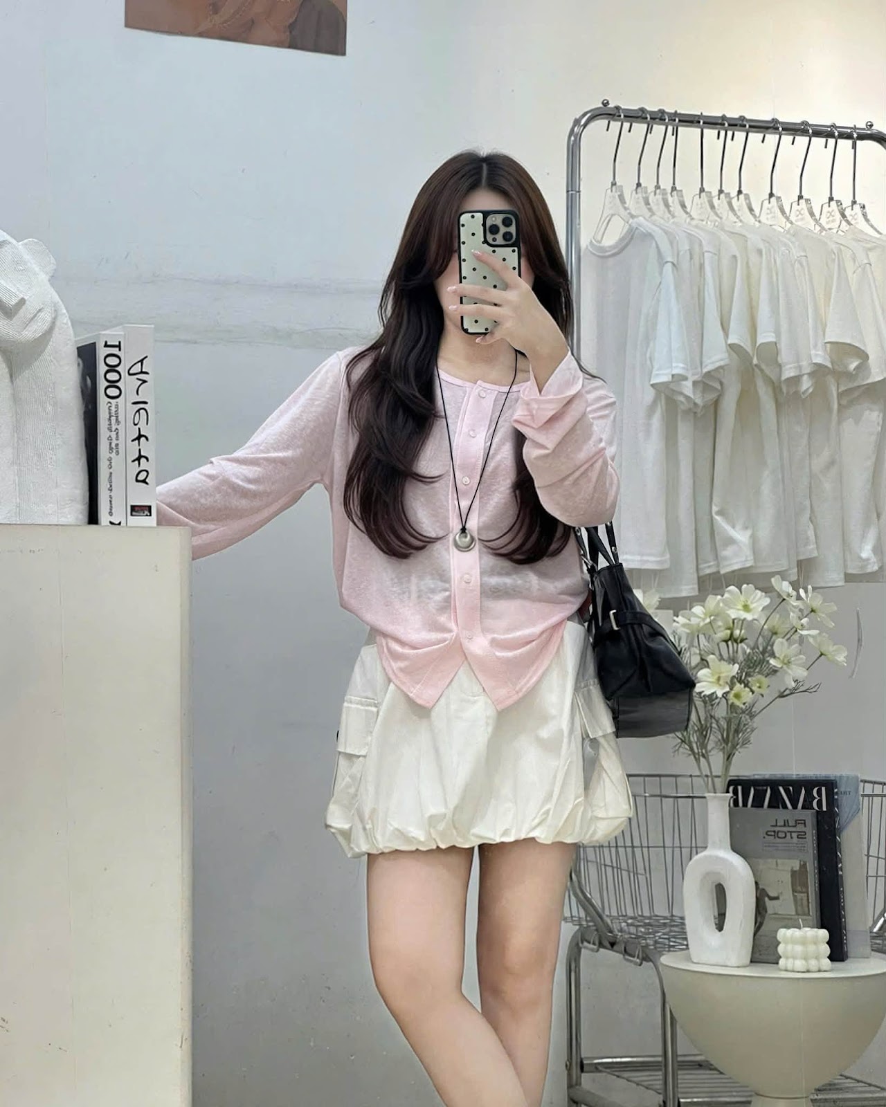 Áo thun dài tay trơn nút thêu chữ 11272 – Image 4