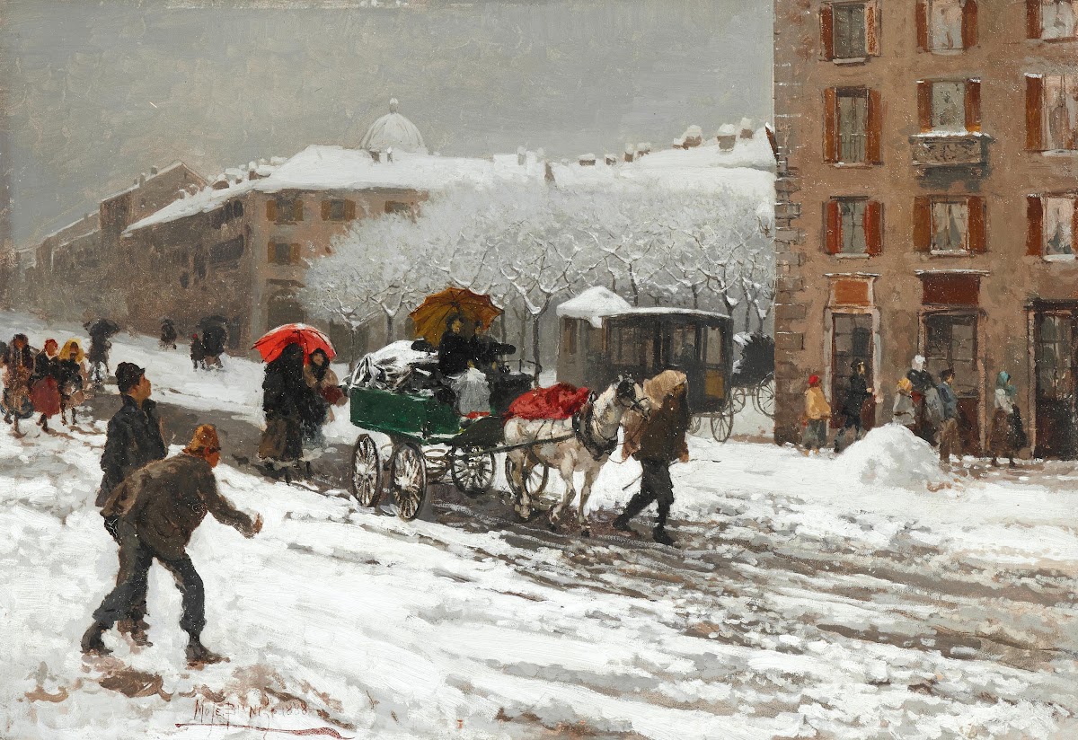 Milano Nevicata in città Snowy City 1888