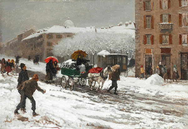 Milano Nevicata in città Snowy City 1888