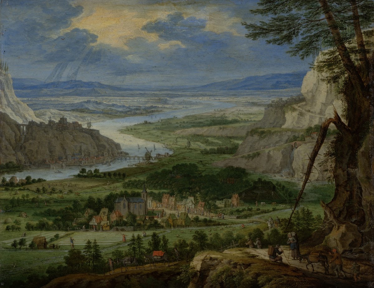River Landscape with Travelers ca 1670 1680