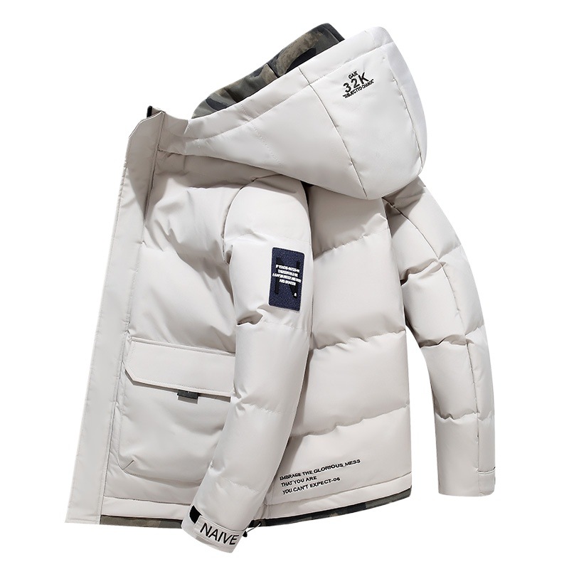 Insulated hooded jacket for men, short