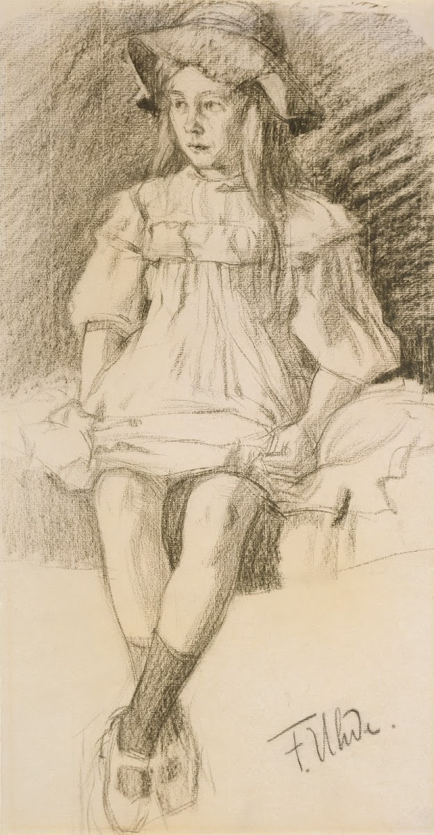 Sitting girl with hat ca 1905  1910