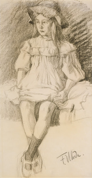Sitting girl with hat ca 1905  1910