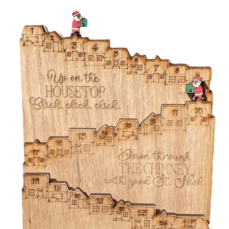 Christmas wooden Advent calendar, table decoration