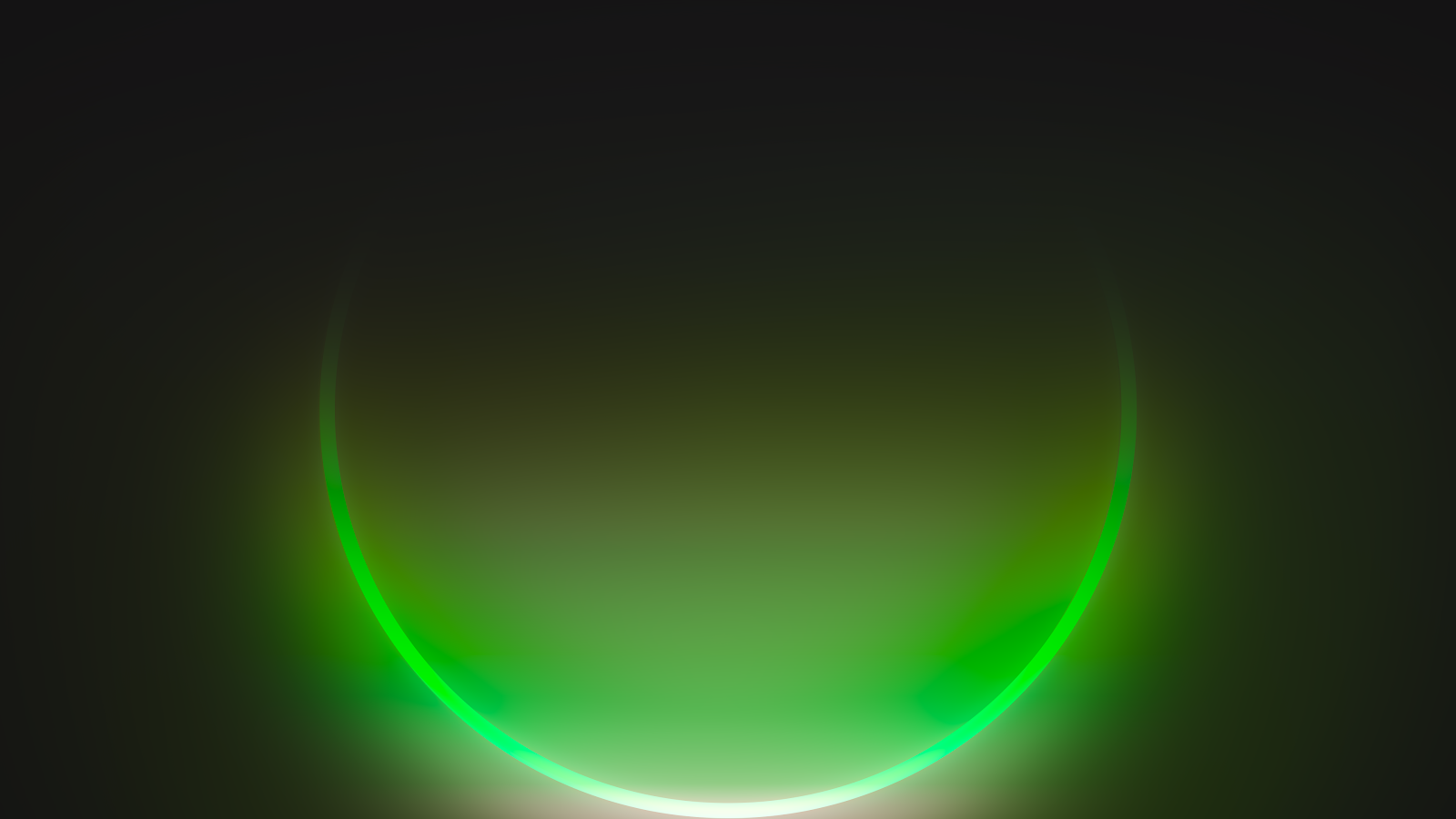 Vibrant Green Glowing Neon Arc - Minimalist Digital Art 4K Wallpaper (3840x2160)