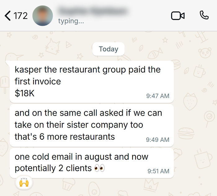 Client message on WhatsApp