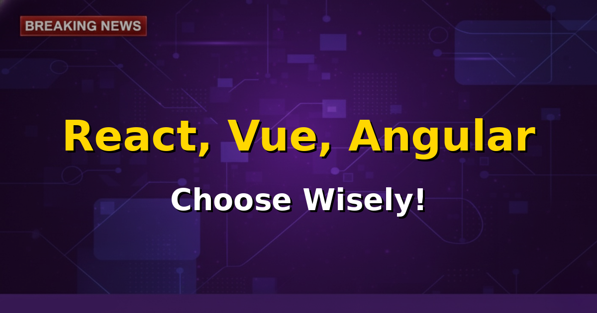 A comparison chart showing logos of React, Vue, and Angular frameworks, representing choices in frontend development.