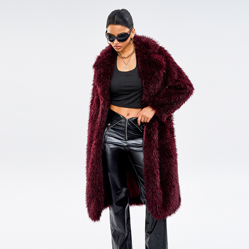 Long Women's Faux Fur Coat in Arctic Fox Look