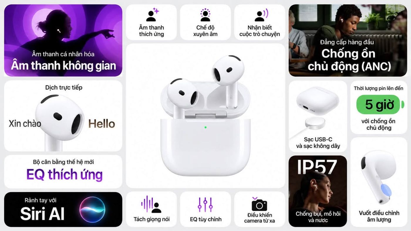 Apple ra mắt AirPods 5, thêm ANC, Adaptive Audio và bản cao cấp sạc không dây giá khoảng 3,86 triệu đồng