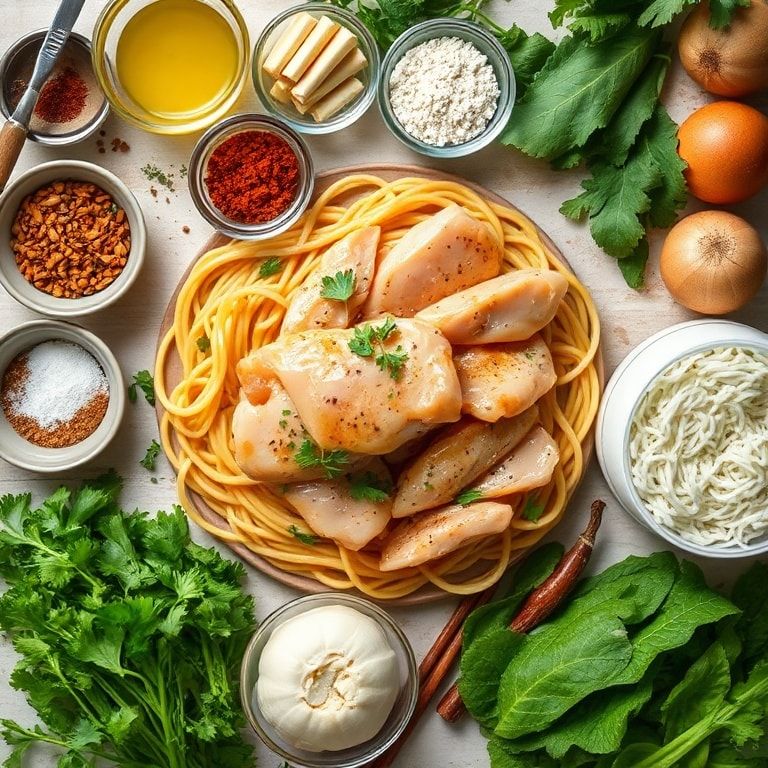 Ingredients for Easy Sticky Garlic Chicken Noodles Recipe for Dinner: Quick Comfort Food in 40 Minutes