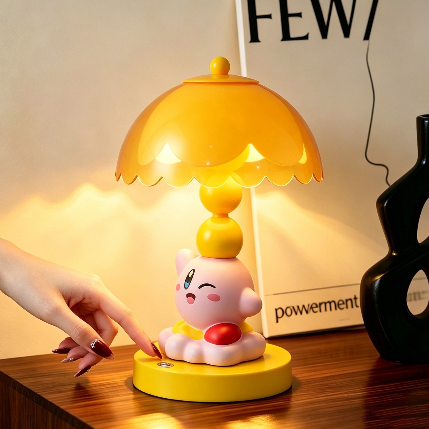 Mushroom table lamp with cartoon design