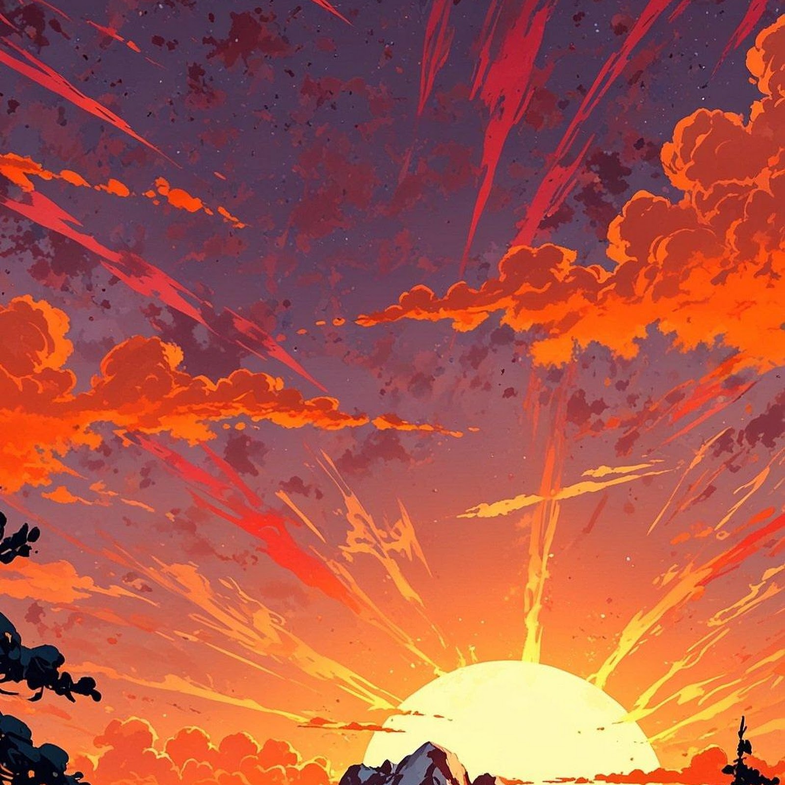 Download Snowy Mountain Peak At Sunset iPhone