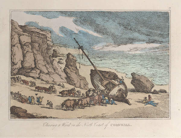 Clearing a Wreck on the North Coast of Cornwall 1822