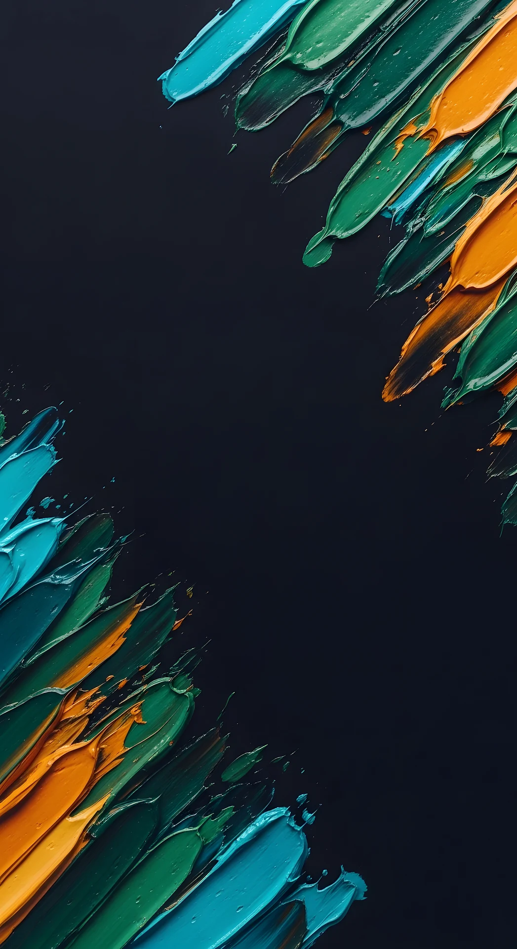 Abstract Textured Oil Paint Strokes in Teal Green and Ochre - Free 4K mobile Wallpaper