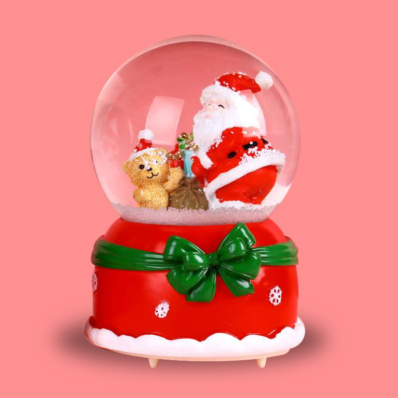 Christmas snow globe with music and light